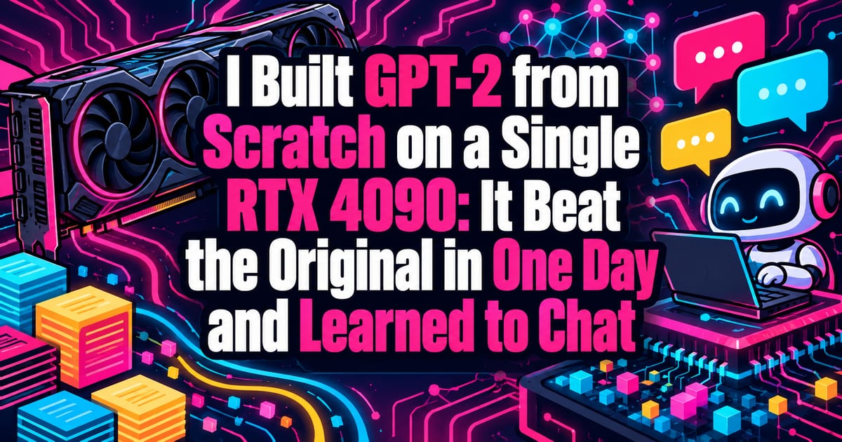 একটি RTX 4090 দিয়েই শূন্য থেকে GPT-2 বানালাম: এক দিনে মূল মডেলকে ছাড়াল, চ্যাটও করতে পারে